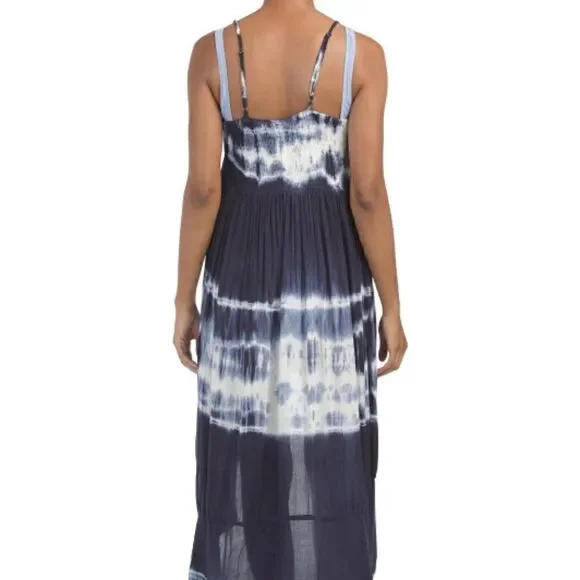RAVIYA Navy Tie-Dye Hi-lo Cover-up Maxi Dress - LG - Picture 8 of 16